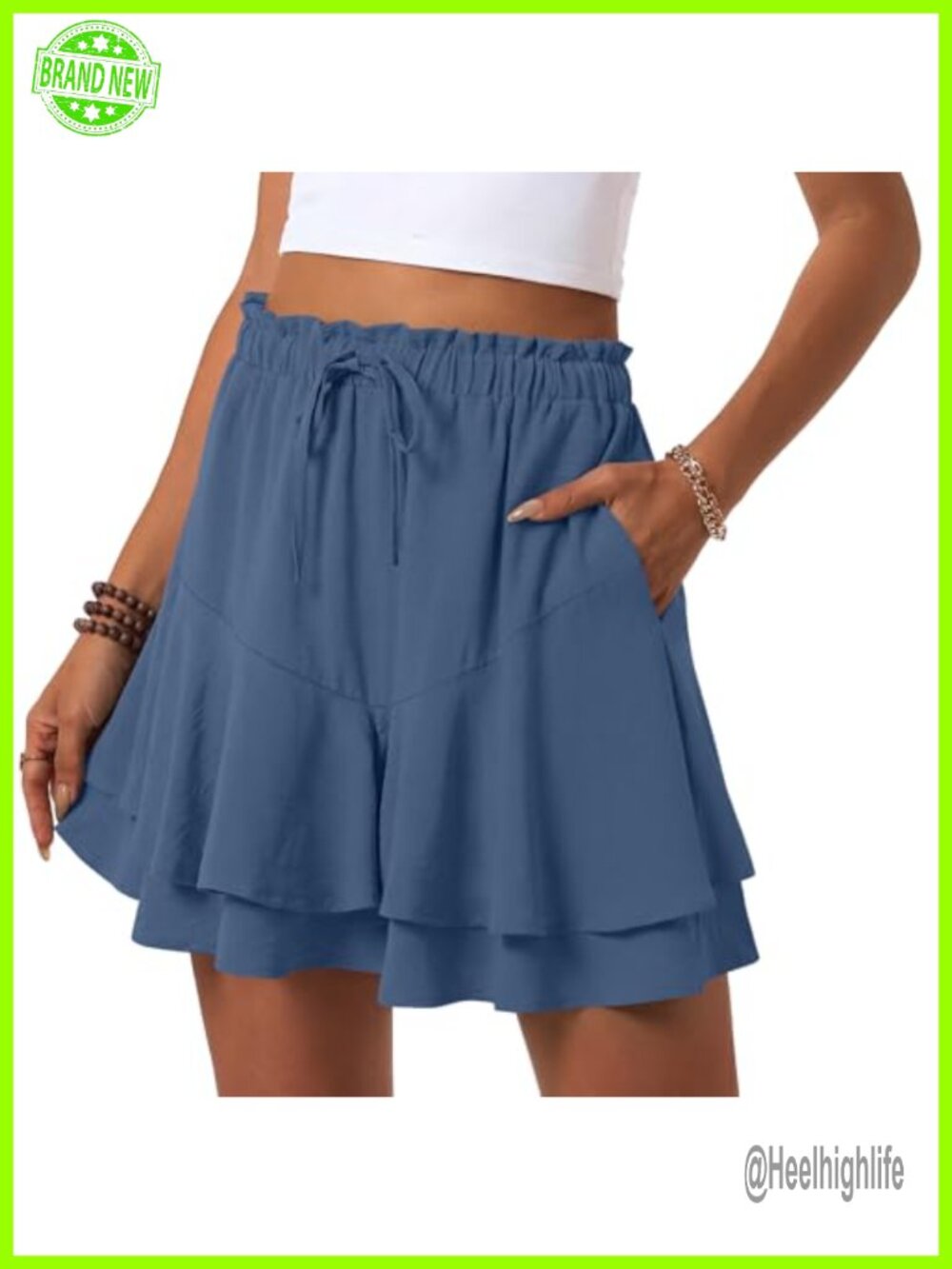 Flowy Ruffle Boho Skorts High Waist Shorts with Pockets